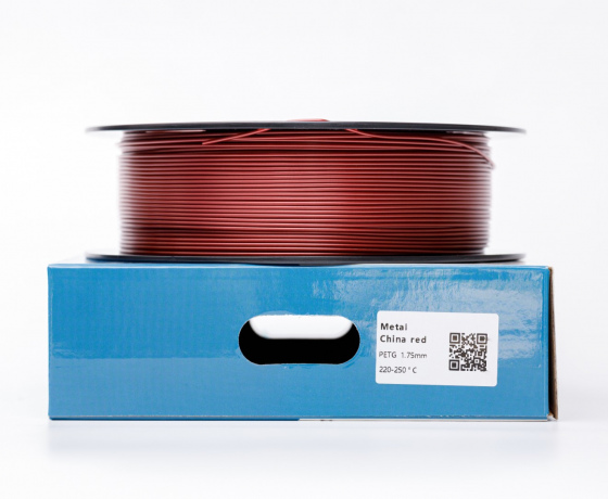 Фото 3 - Червоний Металік PETG пластик для 3D принтера | PETG Filament Metal China red 1кг | 1.75мм | 330м